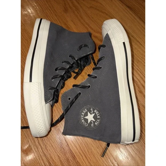 Converse Chuck Taylor All Star Hi Suede Shoes Gray Egret Mens 3 Womens 5 EUC - Picture 3 of 5